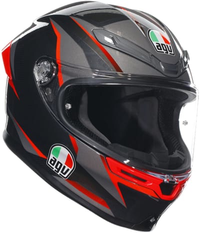 AGV K6 SLASHCUT BLACK/GREY/RED - Maat XS - Integraal helm - Scooter helm - Motorhelm - Zwart - Scooterhelmen mannen en vrouwen.
