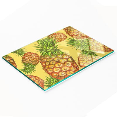 Serveerplank van gehard glas met ananasafbeelding, 80x52 cm