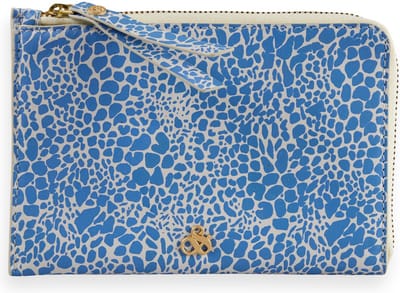 SCOTCH & SODA Leren Kaarthoes Identiteitskaarthoesje Leather Zip Travel Wallet Combo X Blauw Wit