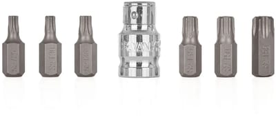 GEKO Torx bitset - 7-delig - S2 staal - T25-T55 - Inclusief adapter