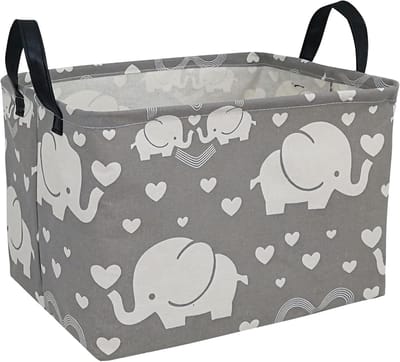 Grote Canvas Opbergmand met Handvat voor Wasmand en Speelgoed