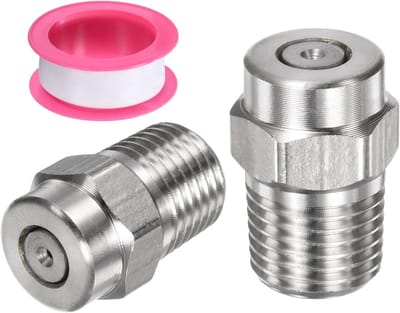 2 Stuks Oppervlakte-Reiniging Tips - 0 Graad 1/4 Inch NPT Mannelijke Drukreiniger Spuitmonden Vervangnozzles, RVS met Dichtband, Geschikt voor Diverse Toepassingen