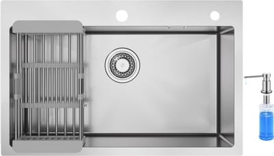 CECIPA max Spoelbak Keuken 70x45cm - Met Zeepdispenser 300ML - Onderbouwspoelbak in 304 RVS - Geborstelde Keuken Gootsteen - Spoelbak Met Afdruipgedeelte
