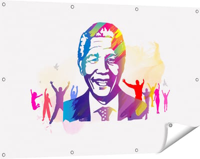 Gards Tuinposter Nelson Mandela - 120x80 cm - Tuindoek - Tuindecoratie - Wanddecoratie buiten - Tuinschilderij