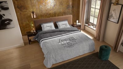 Pure dekbedovertrek tekst - 1 persoons 140x200/220 cm - Grijs - Microvezel