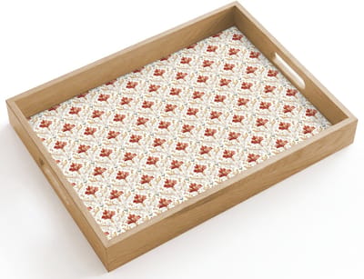 Dienblad hout 40x30 cm - Schootdienblad - Chic - Bloemen - Patroon - Borrelplank rechthoek - Plateau dienbladen
