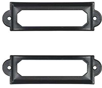 40 Stuks Zwarte Metalen Labelhouders voor Kantoor en Bibliotheek - 60mm x 17mm