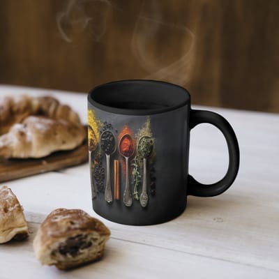 Magische Mok - Foto op Warmte Mokken - Koffiemok - Lepels - Specerijen - Kaneel - Chili - Magic Mok - Beker - 350 ML - Theemok