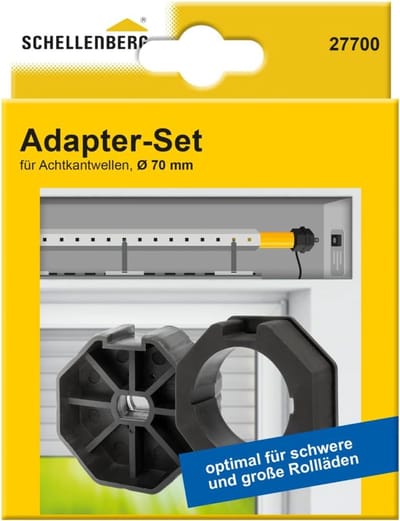Schellenberg 27700 adapterset voor assen van 70 mm, achthoekige assen met een diameter van 70 mm.