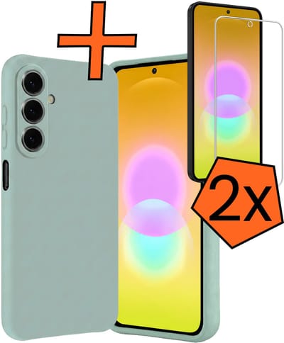 Hoes - Met 2x Screenprotector - Geschikt voor Samsung Galaxy A27 - Sterk & Shockproof - Back Cover - Siliconen Case - Telefoon Hoes - Lichtblauw