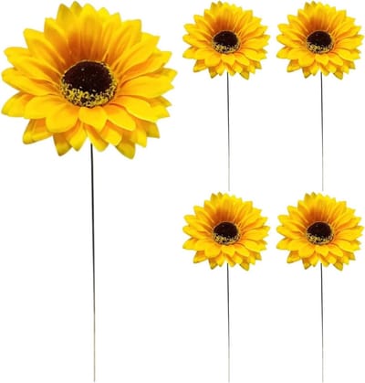 Decoratieve Zonnebloem - Tuinsteker Bloem - Tuin Verfraaien - Realistisch Ontwerp - 5 Delige Set - Geel