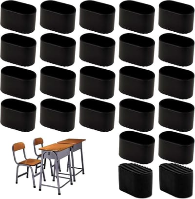 24x Ovale Stoelpootdoppen voor Buis, 20x40mm Tafelpoothoesjes, Siliconen Beschermkappen