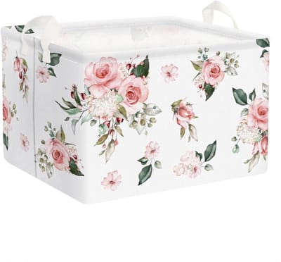 Dailygoods - Wasmand - Opvouwbare Opbergmand - Waterdicht - Roze - Kledingopberger - Geschikt voor Baby en Kinderen - 36x26x23 cm