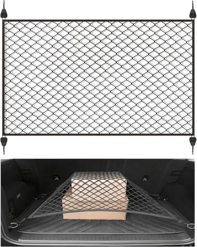 Famanu – Elastisch laadruimtenet met 4 ABS-haken – 100 x 80 cm – Voor auto, SUV en pick-up