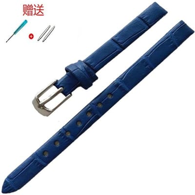 8mm 10mm Dames Meisjes Slanke Lederen Band Kwaliteit Horloge Accessoires Riem Slub Horlogeband Rose Gouden Pin Gesp 17mm blue