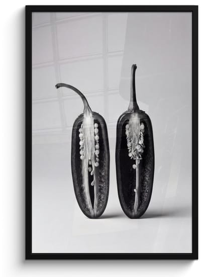 Poster in lijst - Fotolijst 60x90 cm - Posters - Pepers - Zwart - Wit - Zaadlijsten - Posterlijst zwart - Decoratie - Wanddecoratie woonkamer - Muurdecoratie slaapkamer