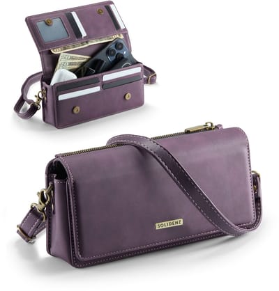 Solidenz Universele Schoudertas voor Telefoon en Portemonnee tot 7.5 inch - Paars