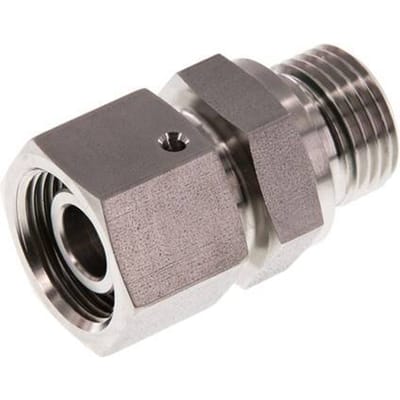 15L & G1/2'' RVS Rechte Draaidoorvoer Buitendraad 315bar FKM O-ring en Afdichtconus Verstelbaar ISO 8434-1