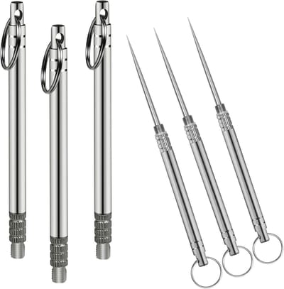 SolidKeus - Set van 3 Draagbare Titanium Tandenstokers