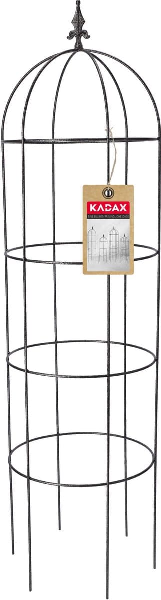 KADAX Rankobelisk van gepoedercoat staal, 3D-rankobelisk, klimhulp, obelisk, vrijstaande rankzuil, ranktoren, rankhekje (H: 150 cm, rond)