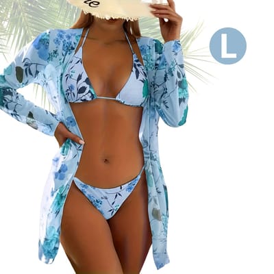 Livano Bikini Dames - Meisjes Bikini - Badpak - Push Up - Vrouwen Badkleding - Zwemmen - Sexy Set - Top & Broekje - Hemelsblauw - Maat L