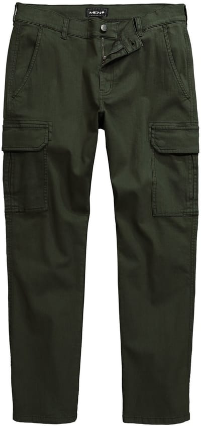 Men Plus - Heren - Cargobroek Buik-Fit Straight Fit - Olijfgroen - Maat 52