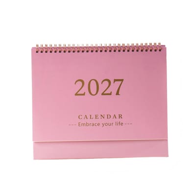 Bureaukalender 2026-2027 – Engelstalige Flipkalender – Bureauplanner met Grote Schrijfruimte – Maandplanner voor Kantoor, Studie en Thuis – Roze – 25 × 21 cm – 1 Stuk