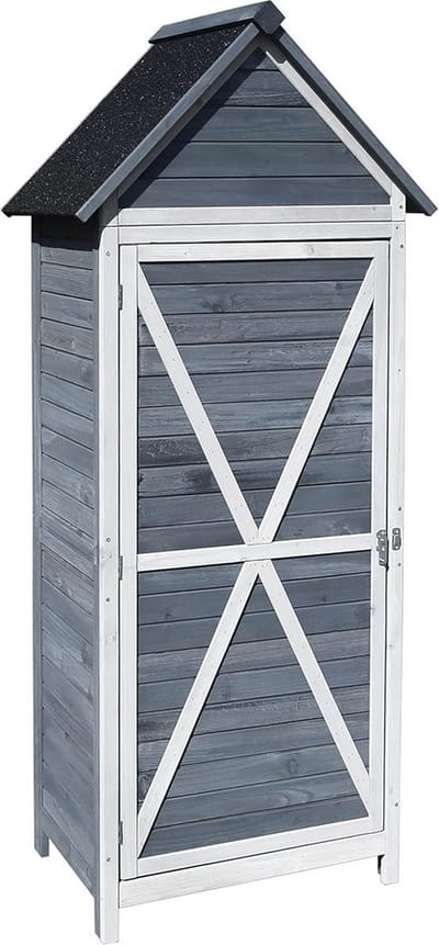 MKSS® Tuinkast Hout - Tuinkist - Tuinkasten voor Buiten - Tuinberging - 80x55x180cm - Grijs