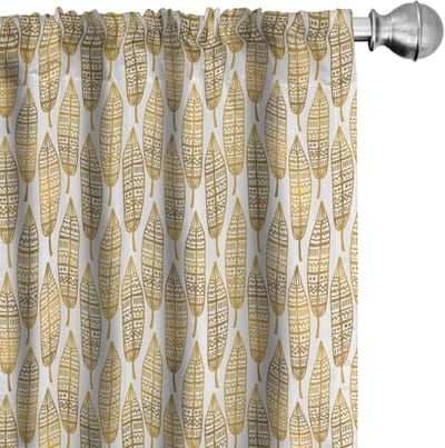 ABAKUHAUS Veer gordijnen – 2x75x245 cm – Geometrisch – Amber Marigold & Wit