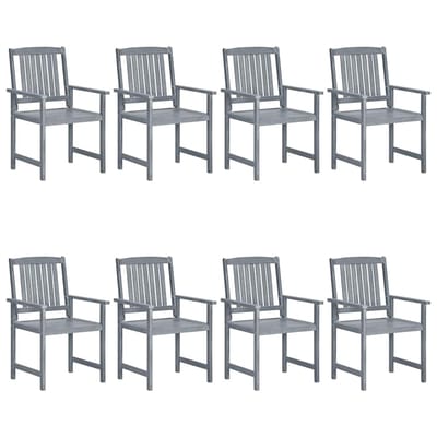 vidaXL - Tuinstoelen - 8 - st - met - kussens - massief - acaciahout - grijs