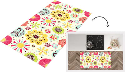 Keukenloper - Loper keuken - Hart - Bloemen - Patronen - 120x60 cm - Keukenloper vinyl