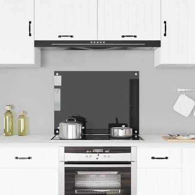 vidaXL - Spatscherm - keuken - 80x60 - cm - gehard - glas - zwart