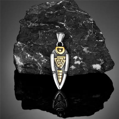 Noorse Mythologie Odins Speer Ketting Mannen Roestvrij Staal Gungnir Pijlpunthanger Viking Rune Valknut Amulet IJslandse Sieraden 60CM black