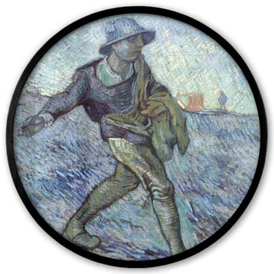 Poster in lijst Rond - Fotolijst 40x40 cm - Posters - De zaaier (naar Millet) - Vincent van Gogh - Ronde posterlijst zwart - Decoratie - Wanddecoratie woonkamer - Muurdecoratie slaapkamer