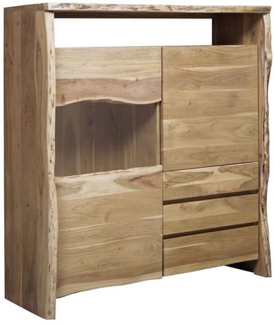 MASSIVMOEBEL24.DE acacia highboard blank massief hout 131x45x147 cm (BxTxH) gelakt gemonteerd PURE ACACIA volledig massief #703