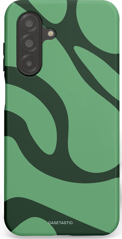 Casetastic hoesje geschikt voor Samsung Galaxy A26 - Dubbellaagse bescherming - Khakigroene Bos Blobs - Fashion Case - Saliegroen Donkergrijs
