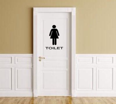 Sticker voor dames toilet silhouette vrouw zwart | Rosami