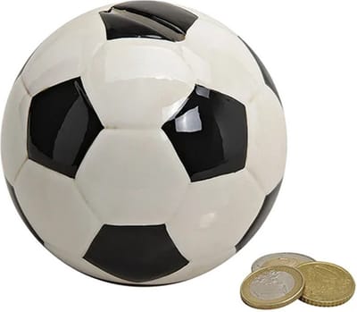 G. Wurm Spaarpot Voetbal thema - Keramiek voor kinderen - Leuk cadeau - Dia 10 cm