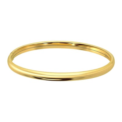Lucardi Dames Zilveren goldplated bangle 5mm - Armband - 925 Zilver - Goudkleurig - 62 mm