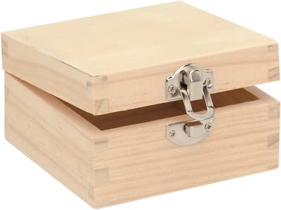 Glorex hobby kistje met sluiting en deksel - hout - 10 x 10 x 5 cm - Sieraden/spulletjes/sleutels - Opberg kistjes