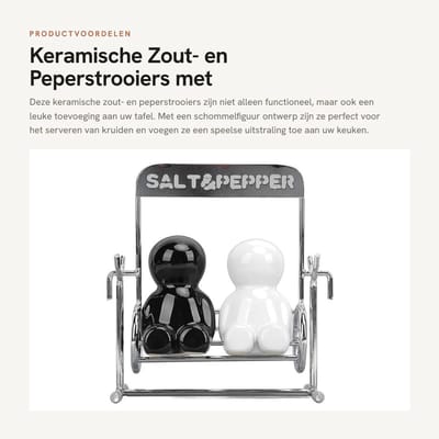 Dailygoods- Zout- en Peperstrooiers Keramiek - Kruidenschudset - Dispensers - Keukenaccessoires - Stevig - 2 Stuks - Kruidenschudders