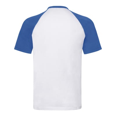 Fruit of the Loom Heren T-Shirt Honkbal met korte mouwen (Wit/royaal blauw)