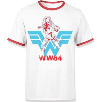Wonder Woman Barbara Unisex Ringer T-shirt - Wit / Rood - S