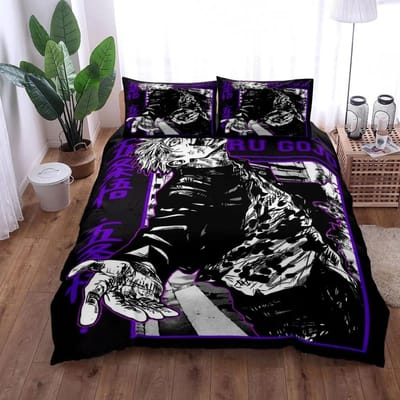 Satoru Gojo Jujutsu Kaisen Dekbedovertrek Collectie King Queen Dubbel Volledig Tweepersoons Enkel Maat Met Beddengoed Collectie 200X200cm-3pcs