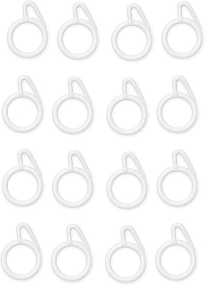 Prokart Plastic gordijnringhaak voor deuren ramen badkamer gordijnen 3,2 cm ring geschikt voor 2,5 cm staaf (wit, 25)