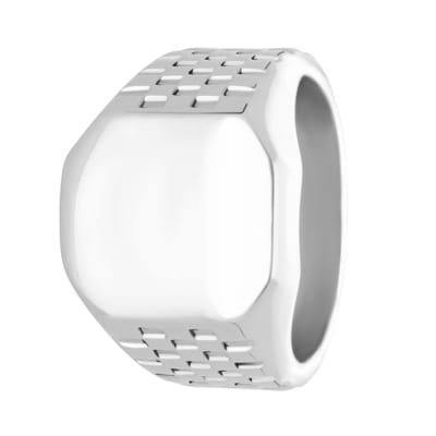 Lucardi Heren Stalen zegelring bewerkt - Ring - Staal - Zilverkleurig - 19 / 60 mm