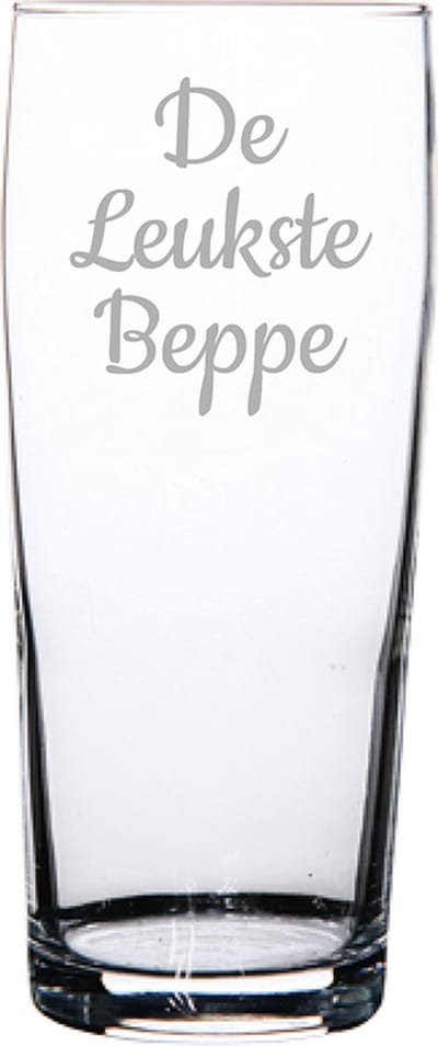 Gegraveerde bierfluitje 19cl De Leukste Beppe