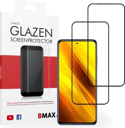 2-pack Glazen Screenprotector geschikt voor de Xiaomi Poco X3 / Full Cover gehard glas / Beschermglas / Tempered Glass / Glasplaatje - Zwart