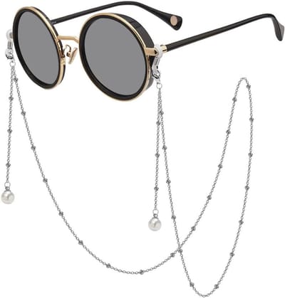 Brillenhouder DNLKWGO Zonnebril Strap Houder Parel Hanger Lenzenvloeistof Ketting voor Vrouwen, ZILVER, One Size