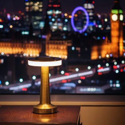 Tafellamp 'London' Goud Metaal 20,5 cm – Dimbaar – 3 Lichtkleuren (Warm/Neutraal/Koel Wit) – Oplaadbaar via USB-C – Draadloos [12500A]
